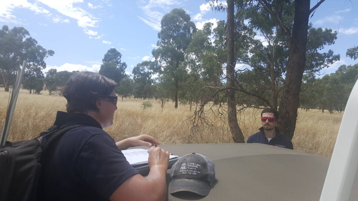FIELD EXPERIENCE: University student Bryce Vella learning about the importance of biometrics with Senior Land Services Officer Leanna Moerkerken. 