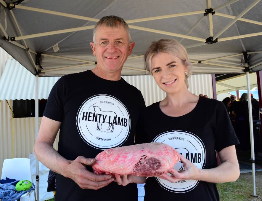 TOP TASTES: Graham Klemke and his daughter Laura Douglas of Henty Lamb were overwhelmed by the interest from the hungry patrons at the field days. Picture: Nikki Reynolds 