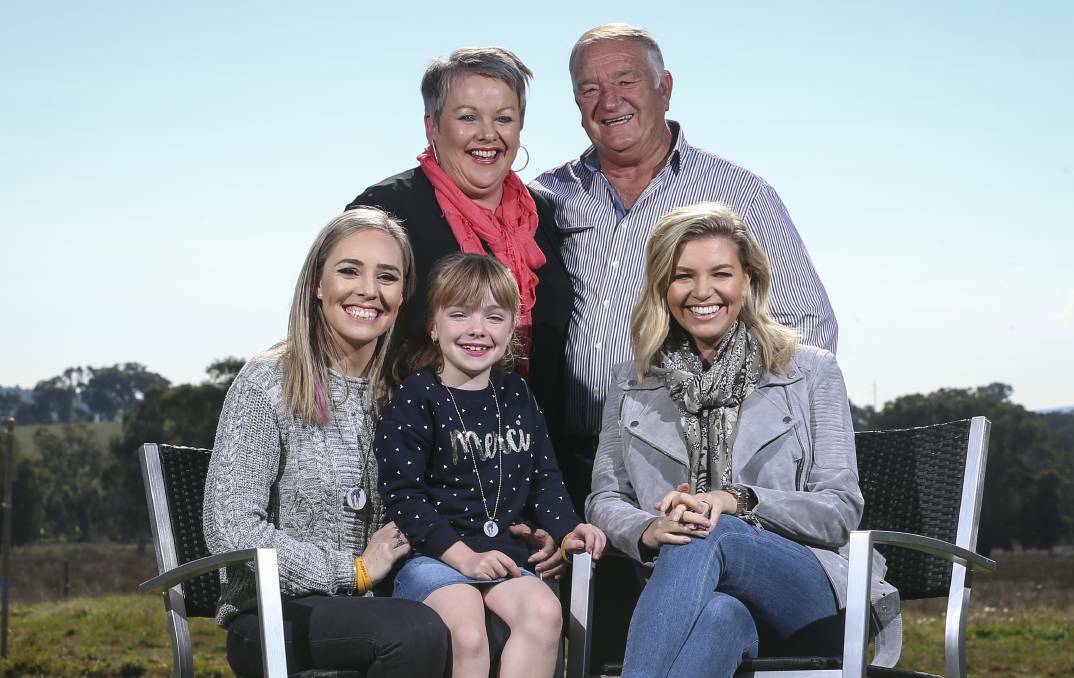 Jacka family members Cristy, Lucy, Sharon and Dave meet Footy Show host Rebecca Maddern on Tuesday. Picture: James Wiltshire