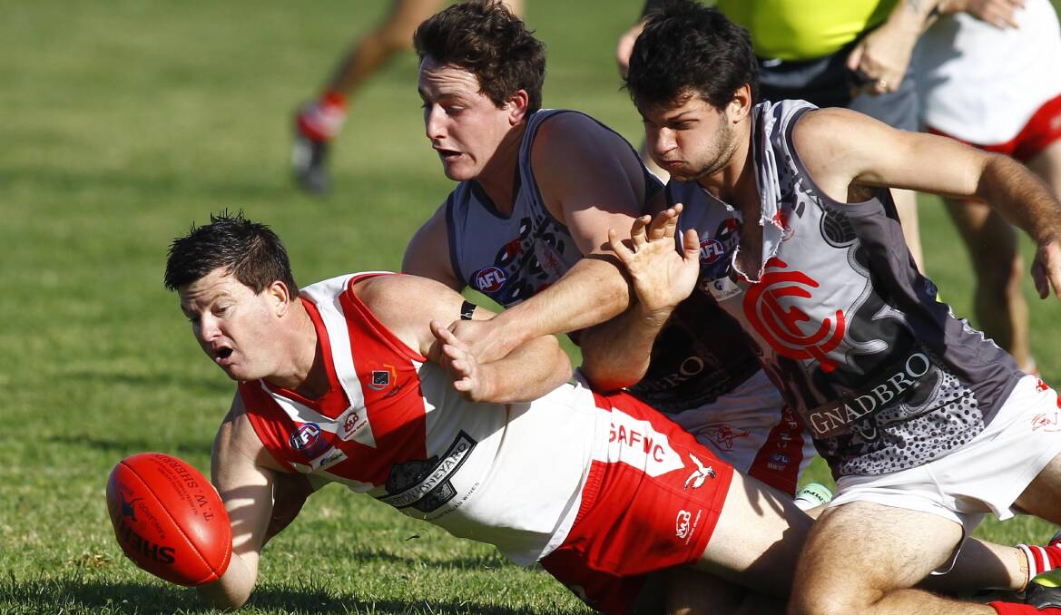 Griffith's Mick Duncan in a game against Collingullie-Glenfield Park during the season. Picture: Les Smith