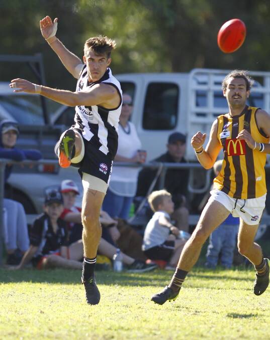 BIG IMPACT: The Rock-Yerong Creek ruckman Lachie Hunter playing against East Wagga-Kooringal in May, when the Pies enjoyed a crucial win at home. Picture: Les Smith