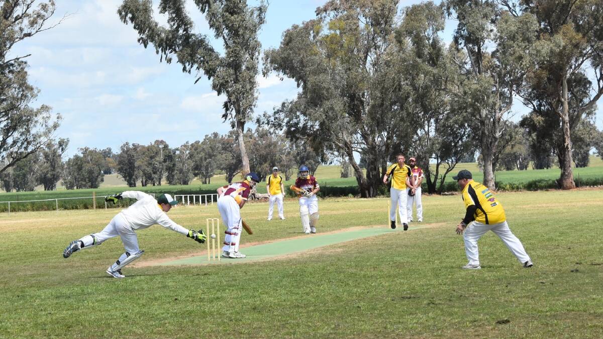 IT'S MINE: Luke Richardson for Osborne catches the ball during the Culcairn innings on Saturday. Osborne won by 86 runs. Picture Lorri Roden