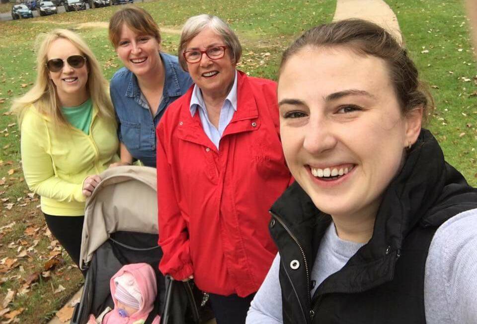 REACH OUT: CWA members Amanda Ledwidge, Monique Barry with baby Evelyn, Lyn Buck, and Emma Osteraas during the walk. Picture: Contributed
