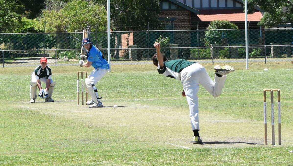WELL PLAYED: Tom Heriot and bowler Corey McCarthy for Holbrook take on TRYC's  Cal Bennett at the weekend. Picture: Lorri Roden