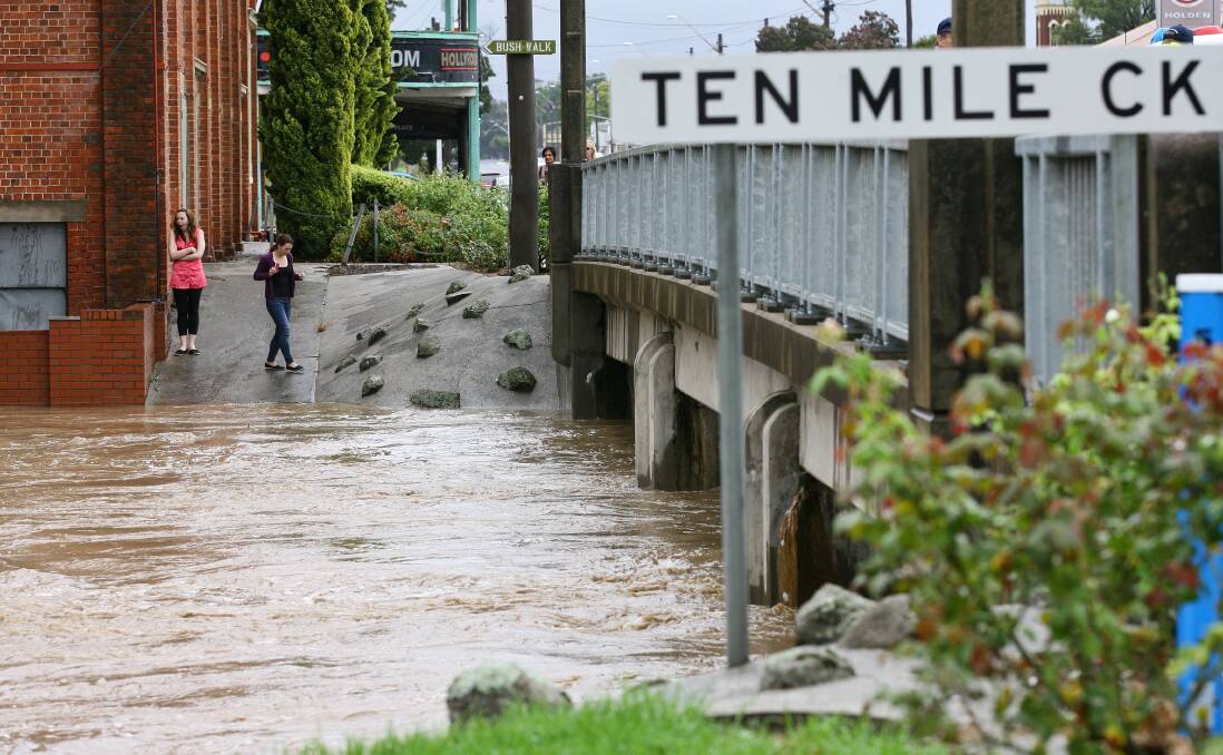 In wetter times: Flood waters left little space under the Ten Mile Creek bridge in 2012.