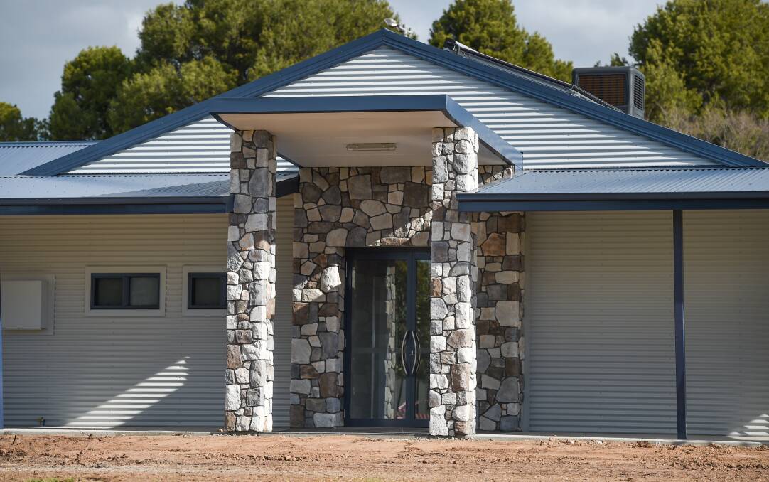 New look: Construction is nearing completion on a new entry building to Henty's swimming pool. Picture: MARK JESSER