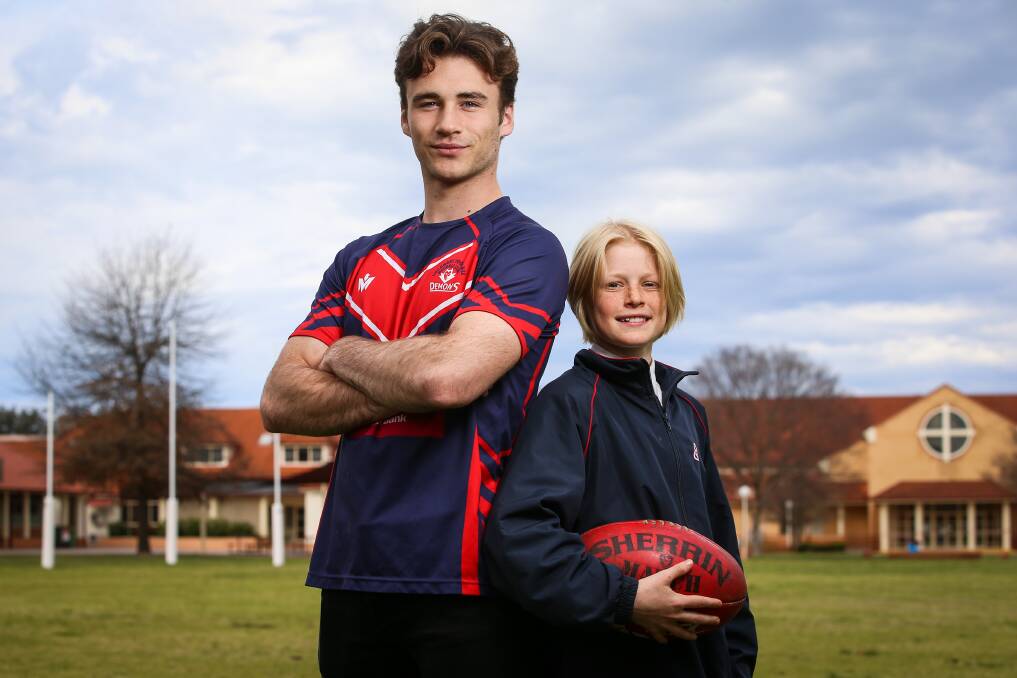 LEARNING CURVE: Lockhart footballers Zacharie Clavel and George Flanagan ahead of Saturday's Hume League grand final. Picture: James Wiltshire