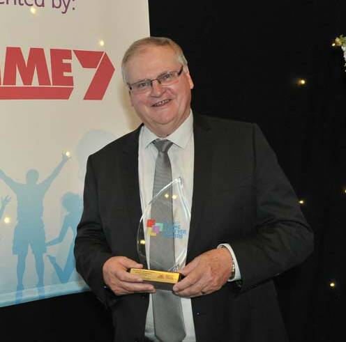 Proud Dad: Sarah Verdon's father, Greg, receiving his daughter's award at the gala dinner in March. Picture: Supplied.