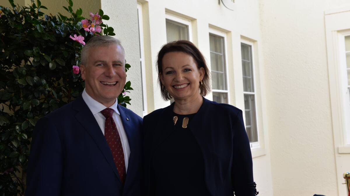 MINISTERS: Michael McCormack and member for Farrer Sussan Ley after being sworn in as federal government ministers on Monday.