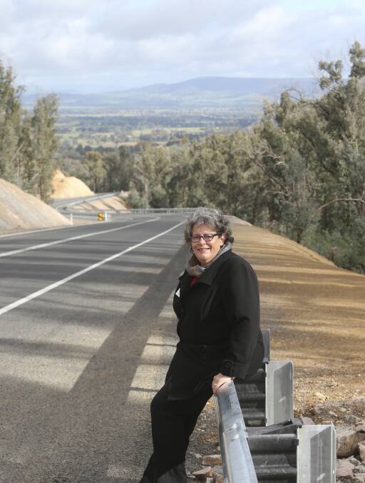 UNSAFE NO MORE: Greater Hume mayor Heather Wilton was on hand for the $3.5 million Yarara Gap upgrade on Tuesday. Picture: ELENOR TEDENBORG