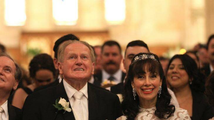 Power couple: the Reverend Fred Nile at his wedding with Silvana Nero last year.  Photo: James Alcock