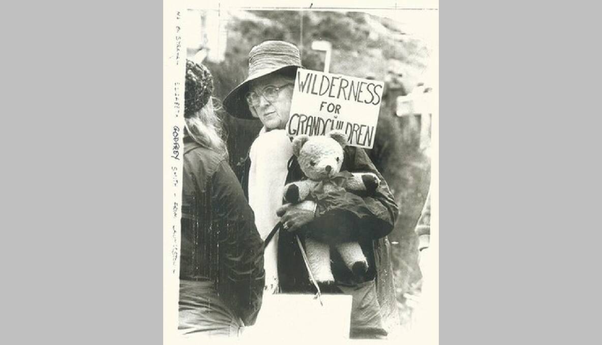 Grandmother protesting against Franklin River dam in 1983. Photo: JOHN KRUTOP