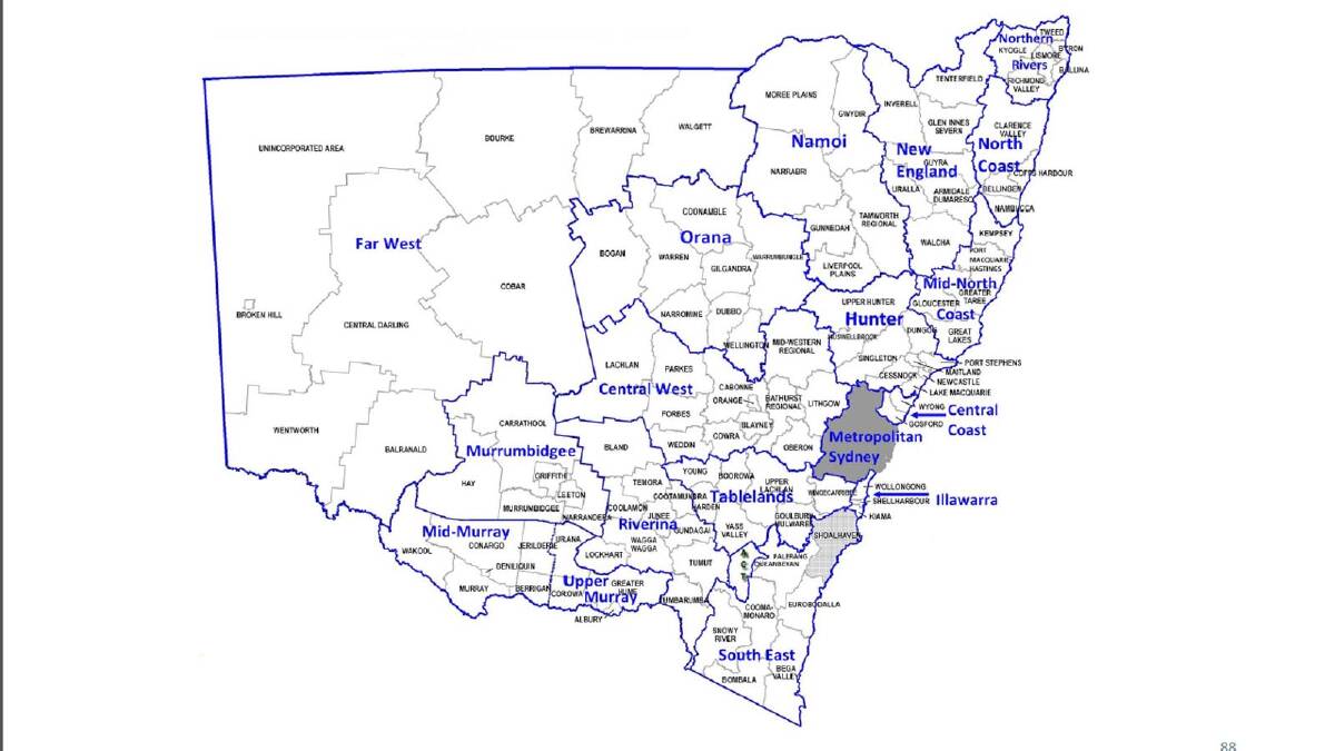 FUTURE OF COUNCILS: A map of the proposed joint organisations for councils in NSW.