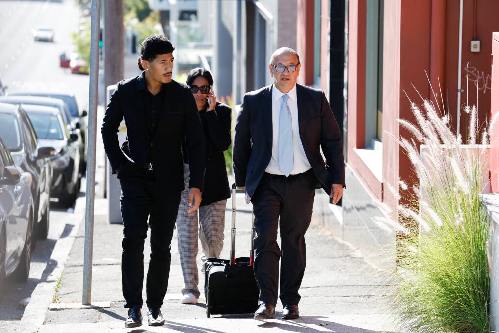 Junior Amone and his lawyer Elias Tabchouri arriving at Wollongong courthouse on February 17. Picture by ACM