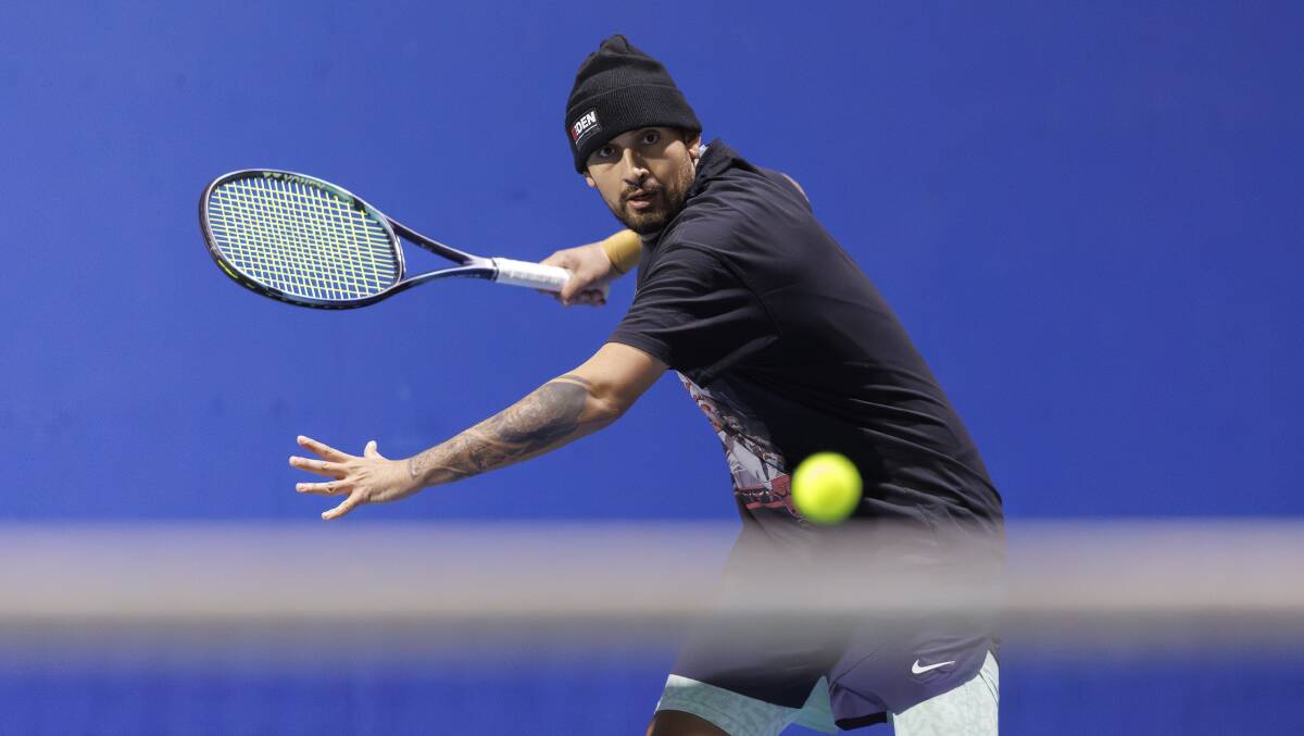 Nick Kyrgios is working on his forehands and backhands. Picture by Keegan Carroll Nick Kyrgios is working on his forehands and backhands. Picture by Keegan Carroll