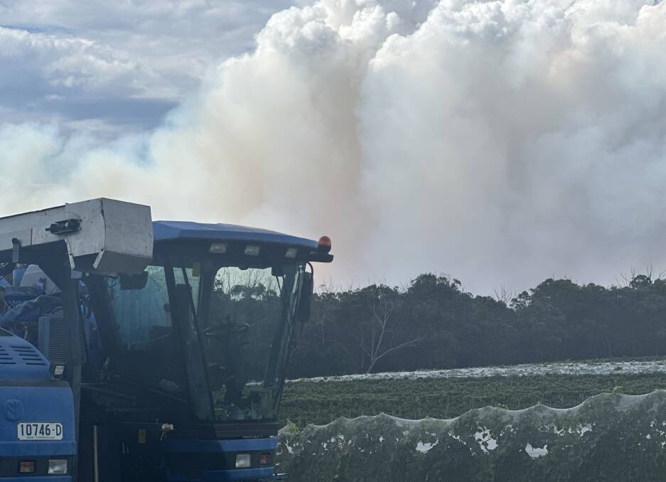 Smoke from a Joadja Hill hazard reduction burn covers the Cherry Tree Hill vineyard at Sutton Forest. Picture supplied Smoke from a Joadja Hill hazard reduction burn covers the Cherry Tree Hill vineyard at Sutton Forest. Picture supplied