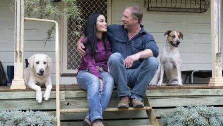 Claire Saunders and Andrew Coleman at Mr Coleman's Narromine farm. Picture by Belinda Soole