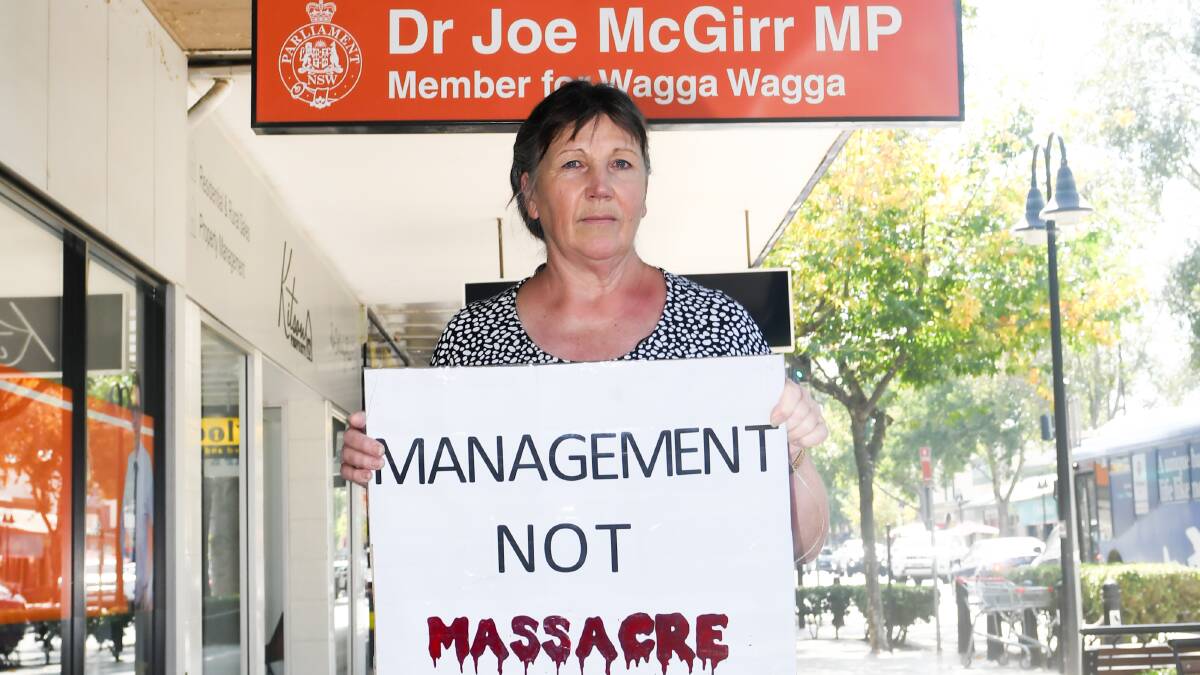 Lynne Bodell will gather with other anti-aerial shooting proponents outside Dr Joe McGirr's office on Friday April 5. Picture by Bernard Humphreys