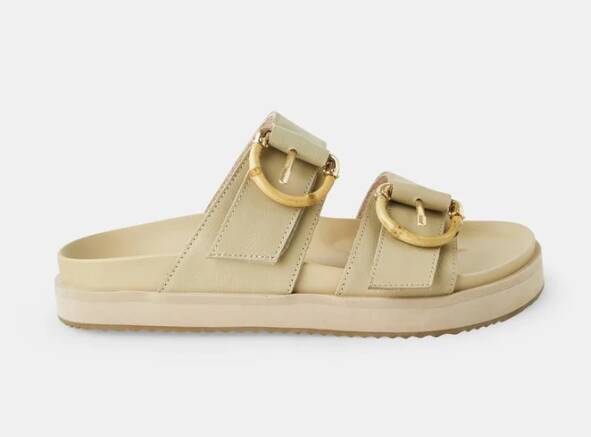 Click the image to shop 25 per cent off the Mint Leather Slide from the Walnut Melbourne summer edit, which includes swimwear, footwear and clothing. Photo supplied. Click the image to shop 25 per cent off the Mint Leather Slide from the Walnut Melbourne summer edit, which includes swimwear, footwear and clothing. Photo supplied.