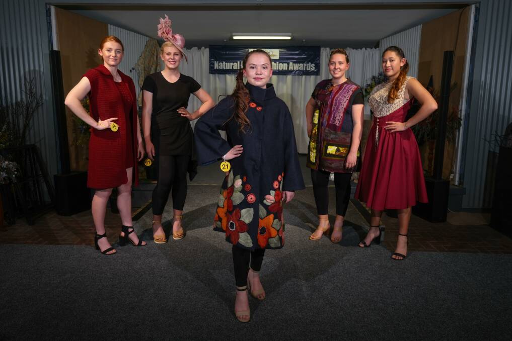 CATWALK: Henty Natural Fibre Fashion Award winning entries modelled by Erin Hogan, The Rock, Maggie Jamieson, Holbrook, Maddie Mohr, Holbrook, Taylor Roulston, Henty and Tahlia Francis, Holbrook. Picture: Supplied
