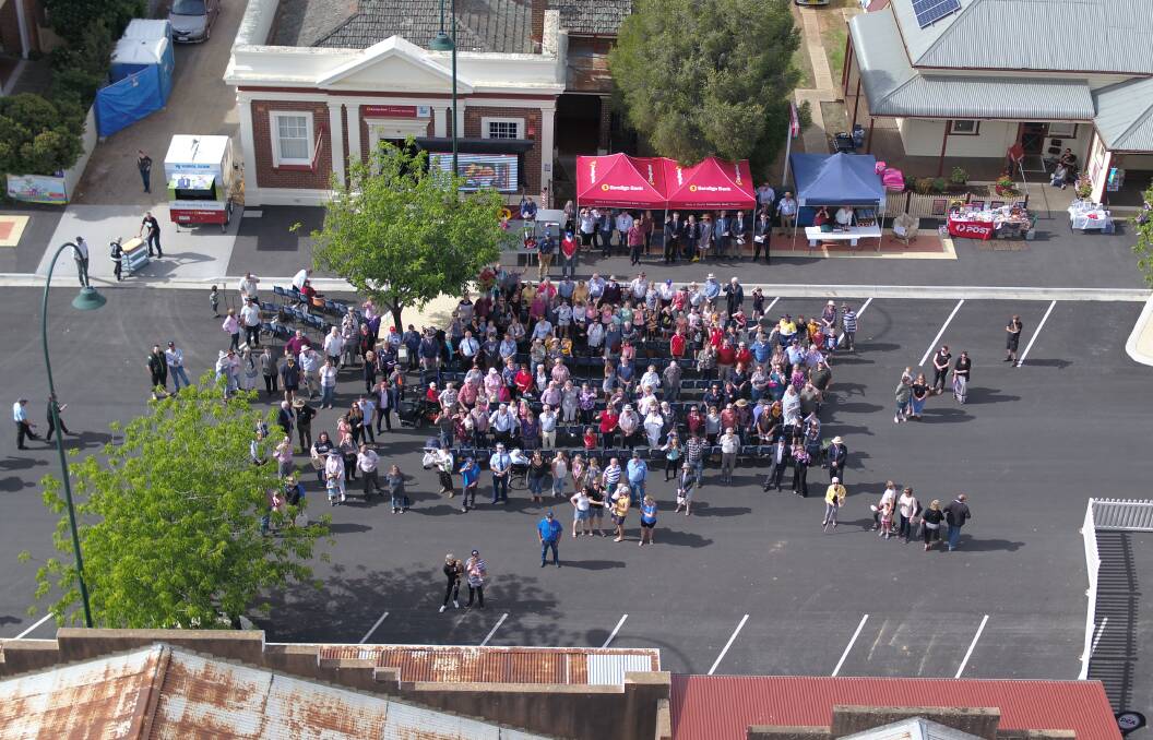 BIRD'S-EYE VIEW: There was plenty to celebrate in Henty on Friday with the new streetscape and some major milestones. Picture: Contributed