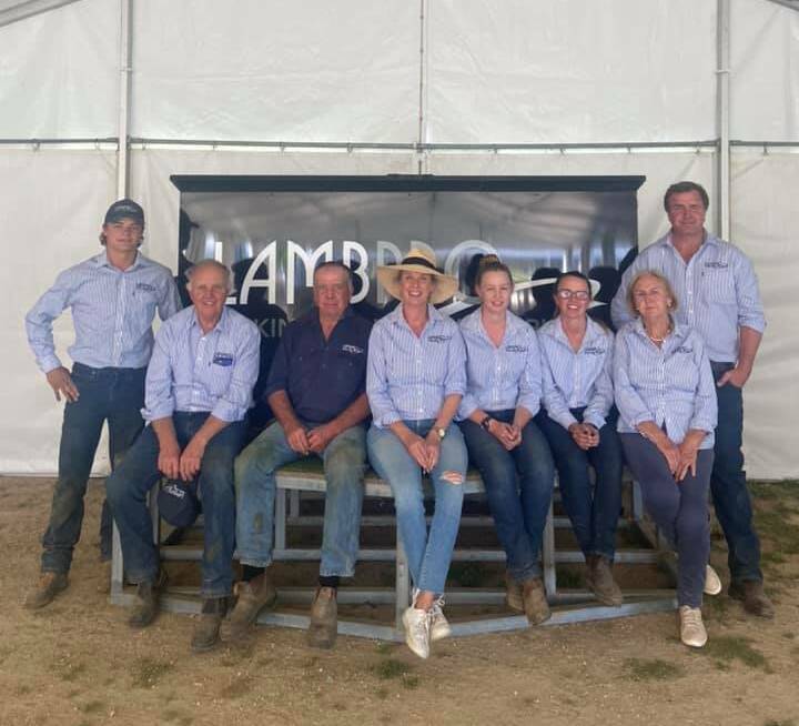 LOGISTICS: The team from Lambpro at Holbrook celebrated a successful sale result with some new records for vendors Tom and Phoebe Bull. Picture: Lambpro