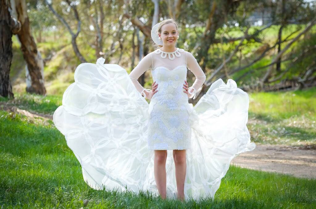 CLEVER DESIGN: Ashley Mulloy of Holbrook, models the supreme garment designed by Laurel Judd, New Zealand.
