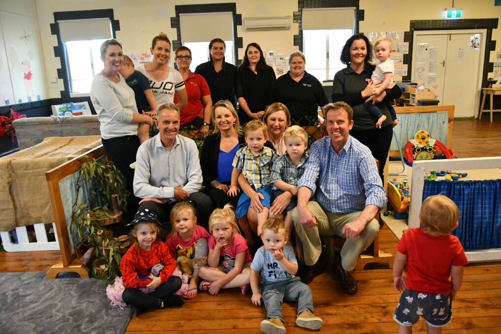 COMMUNITY: Children and families from Henty catch up with the minister for education Dan Tehan. Picture: Lorri Roden