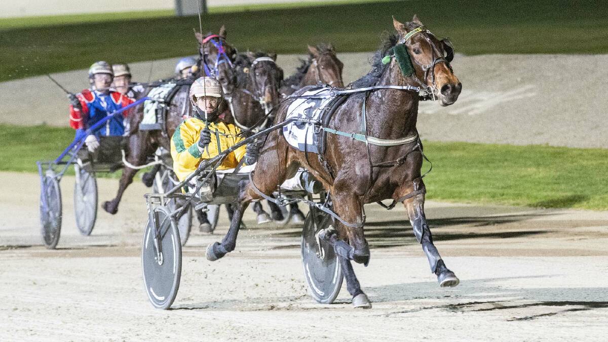 Greg Sugars drives Maajida to victory in the two-year-old fillies Breeders Crown final in August.