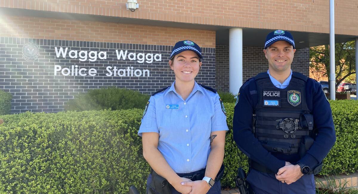 Siobhan McGettigan and Nathan Moore are ready for their first day as police officers. Picture: Annie Lewis 