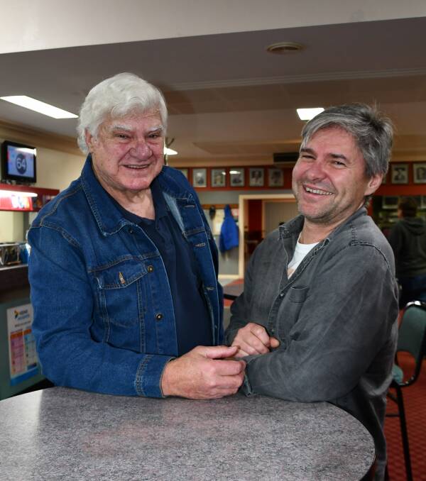 QUIET CATCH-UP: Jim Campbell and his Beechworth-based son, Jason, swap stories.
