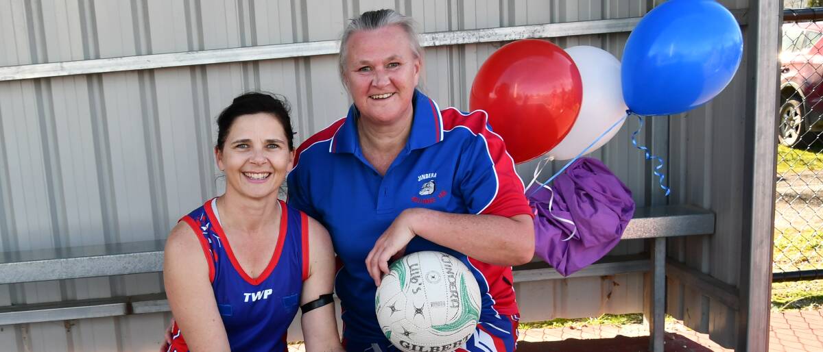 MAGIC MILESTONES: Paula Carr and Sharon Riley celebrate their 450th and 500th games of netball respectively.