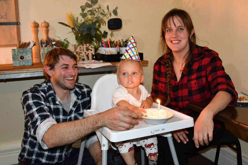 HIP HIP HOORAY: Culcairn's Nathan and Hannah Warhurst celebrate their son Bradley's first birthday.