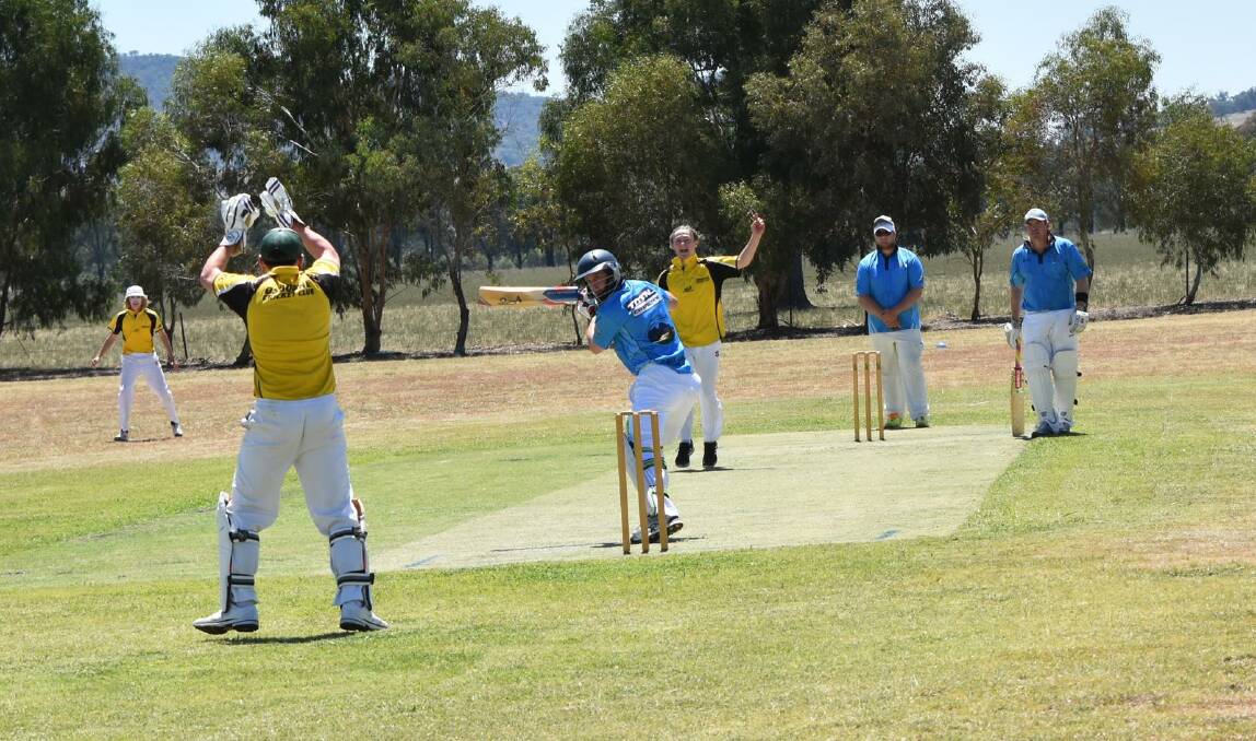 GONE: TRYC captain Todd Hannam is bowled Clancy Galvin and caught Luke Richardson at Yerong Creek at the weekend. Picture: Lorri Roden