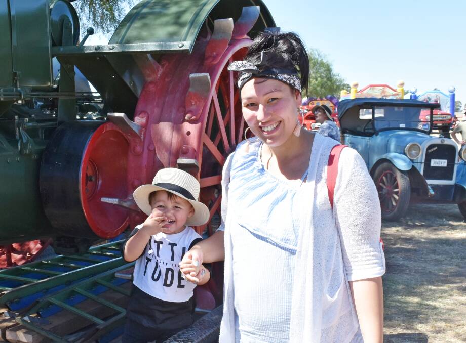 SOCIAL DAY: Ari, 18 months, with mum Sheree Wilson, of The Rock, at the Lockhart Vintage Fest & Truck Show. More pictures at www.easternriverinachronicle.com.au.