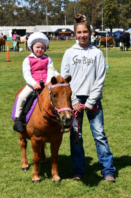 IMPRESSIVE: Zahra Cocking, 4, is a rising star on the horse circuit and is supported here by Kasey Franks, 12. Picture: Lorri Roden
