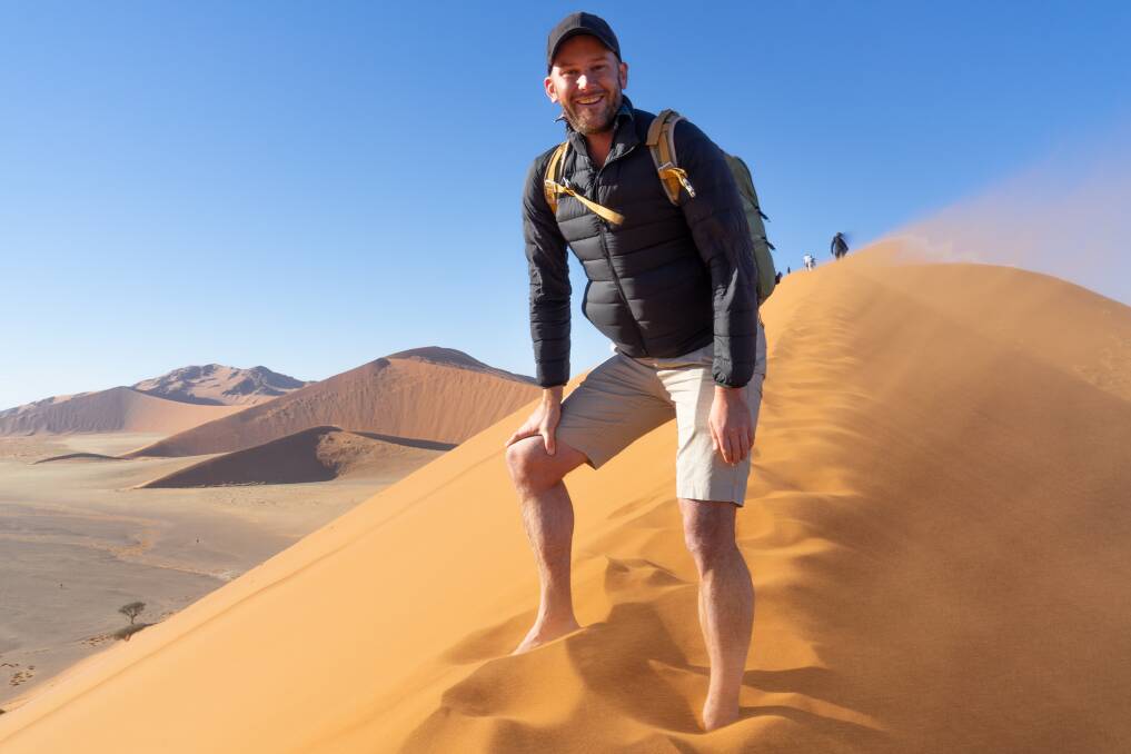 Michael Turtle climbs Dune 45 at Sossusvlei in the Namib Sand Sea. Pictures: Michael Turtle
