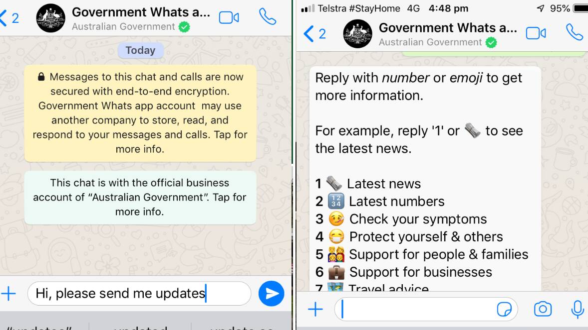 How to use the government's coronavirus app and WhatsApp account
