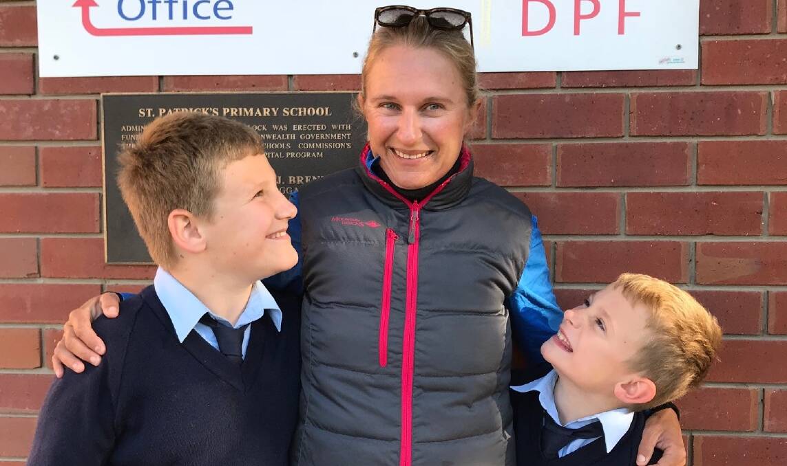 GETTING BETTER: Ange Greenhill with her sons Jack, 8 and Eddie, 7, who have made great progress with their speech therapy thanks to Royal Far West. Picture: St Patricks, Holbrook