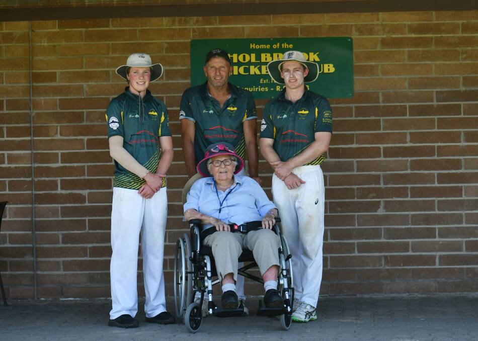 TOGETHER: Mackinlay family matriarch Nano with grandsons Ewan and Hamish and ERC sports writer Robbie Mackinlay. Picture: LORRI RODEN