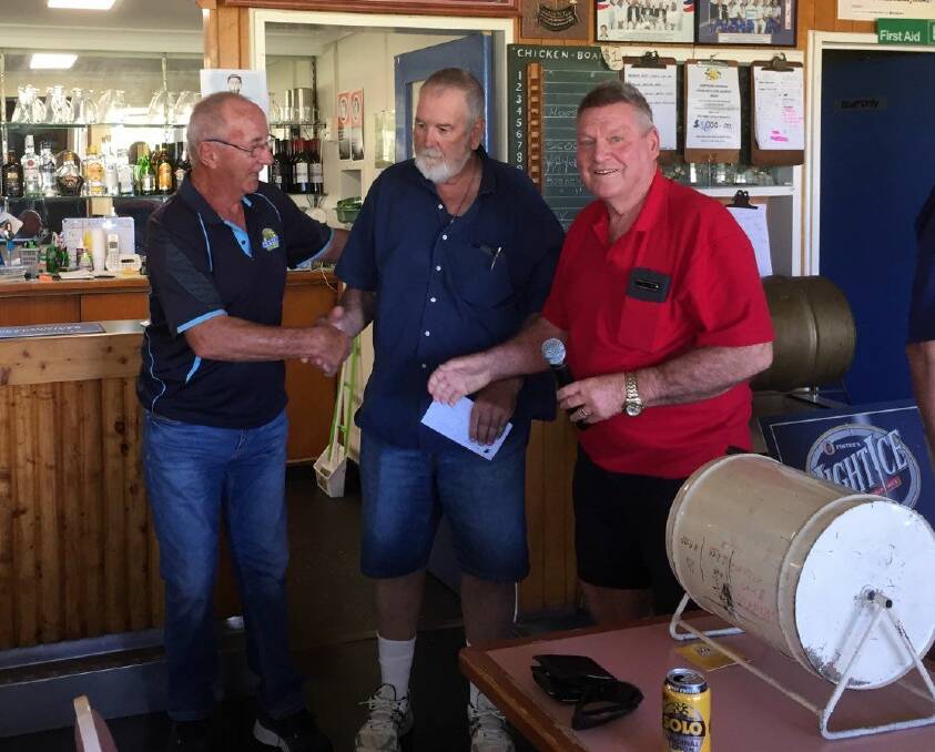 WRAPPED UP: Graham Johnstone, Keith Wilson and Col Schirmer after Lockhart Bowls Club's Roy and Lil Schirmer Day, which was a huge success. Picture: Supplied