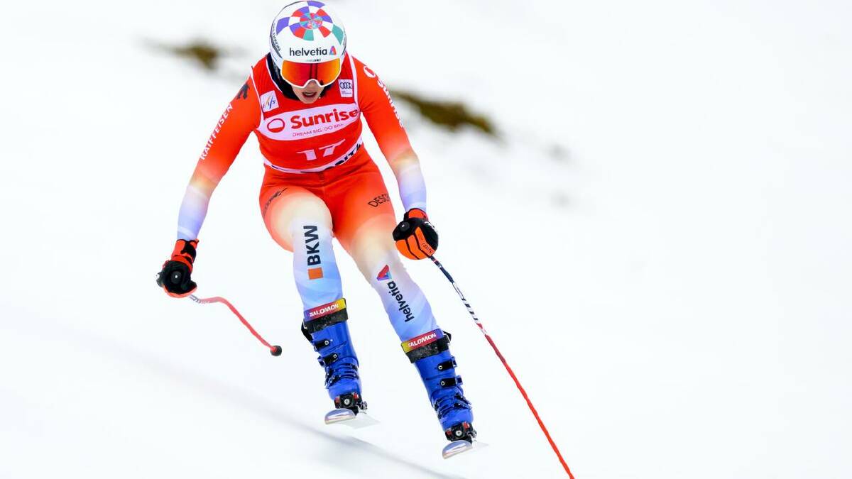 Olympic champion Gisin in action before her fall in St Moritz. (EPA PHOTO) Olympic champion Gisin in action before her fall in St Moritz. (EPA PHOTO)