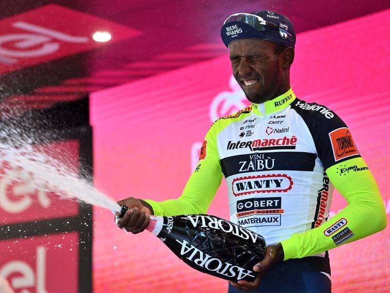 Eritrea's Biniam Girmay injured his eye while celebrating his 10th-stage win of the Giro D'Italia.