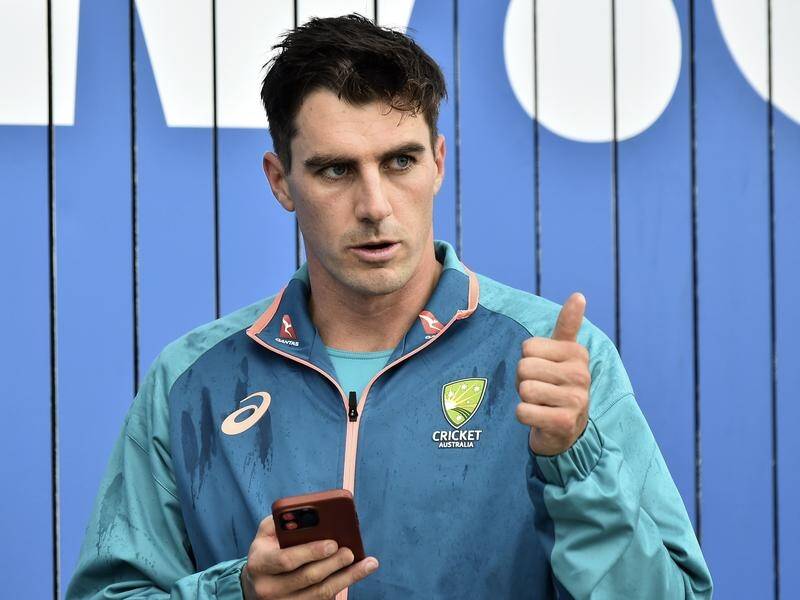 A thumbs up from Australia's Pat Cummins after the fourth Test was abandoned. (AP PHOTO)
