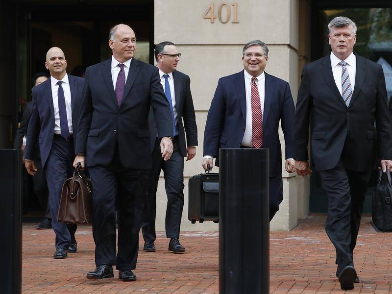 The defence team for Paul Manafort leave the federal court following proceedings.