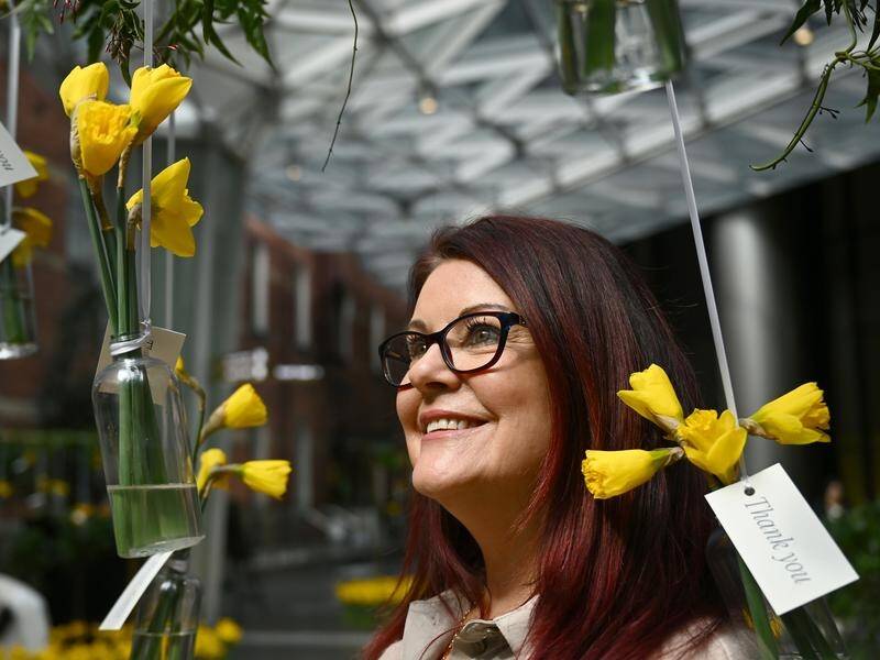 Daffodil Day is significant for Tania Kelly who was diagnosed on the day of the cancer fundraiser. (Joel Carrett/AAP PHOTOS)