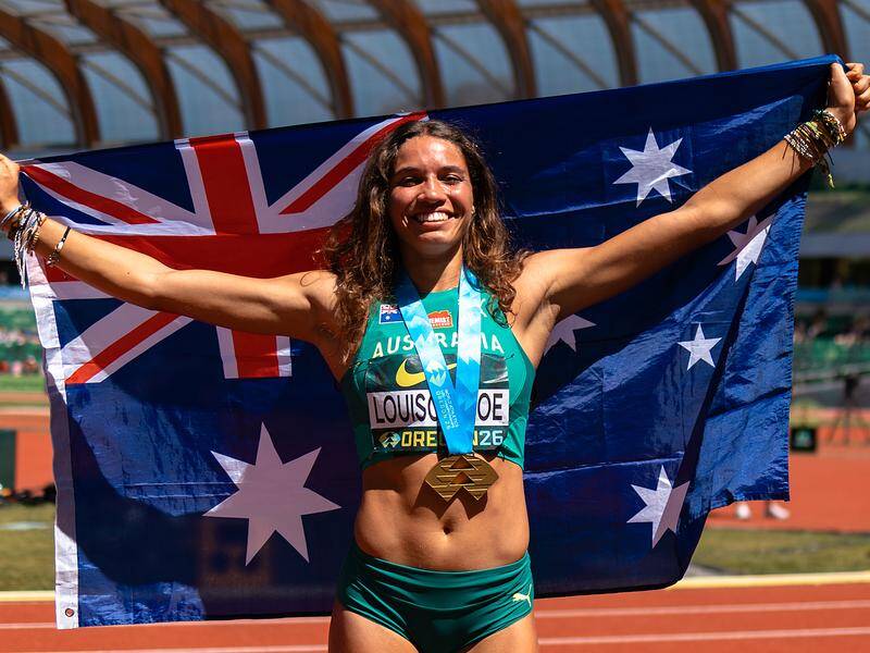 Australia's Izobelle Louison-Roe jumped her way to gold at the world athletics U20 championships. Photo: PR IMAGE PHOTO Australia's Izobelle Louison-Roe jumped her way to gold at the world athletics U20 championships. Photo: PR IMAGE PHOTO