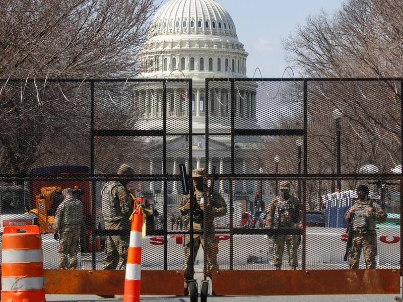 National Guard soldiers continue to patrol at the US Capitol after reports of a possible attack.