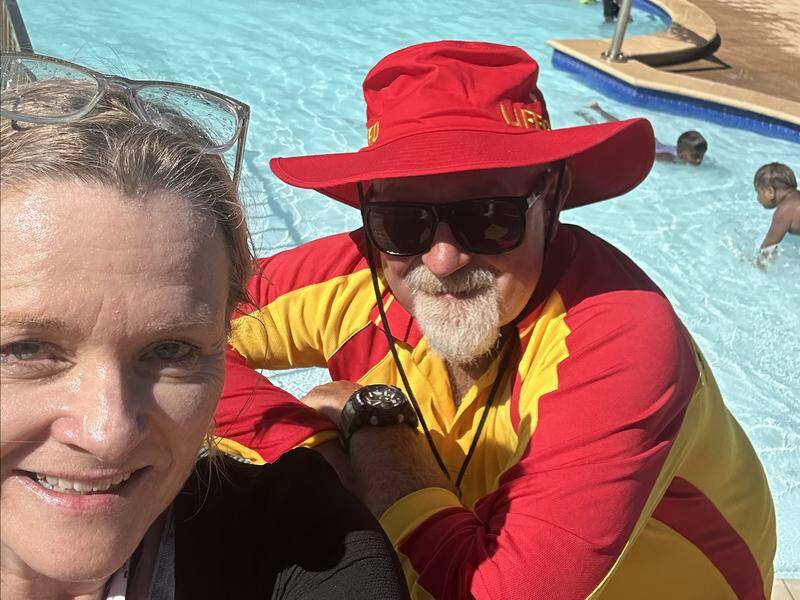 Yalata Anangu School principal Fiona Feethamin and manager Conrad Hornhardt at the Yalata pool. Photo: HANDOUT/SA EDUCATION DEPARTMENT Yalata Anangu School principal Fiona Feethamin and manager Conrad Hornhardt at the Yalata pool. Photo: HANDOUT/SA EDUCATION DEPARTMENT