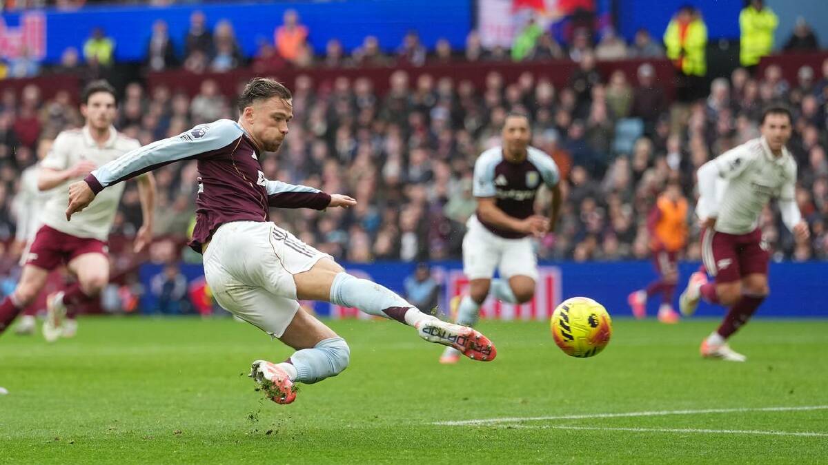 Aston Villa's Matty Cash scores his side's opener in the 2-1 win over Arsenal. (AP PHOTO) Aston Villa's Matty Cash scores his side's opener in the 2-1 win over Arsenal. (AP PHOTO)
